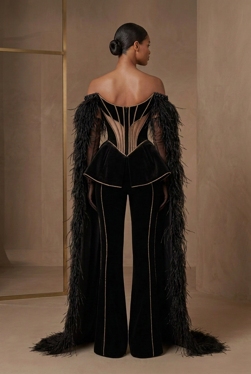 Back view without necklace or shoulder chains