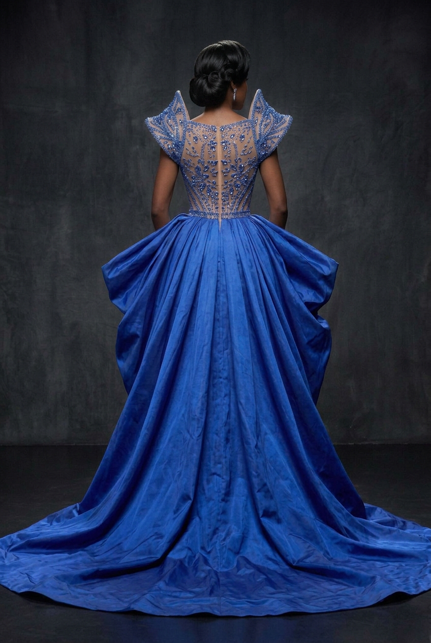 Blue Crystal Gown - Back