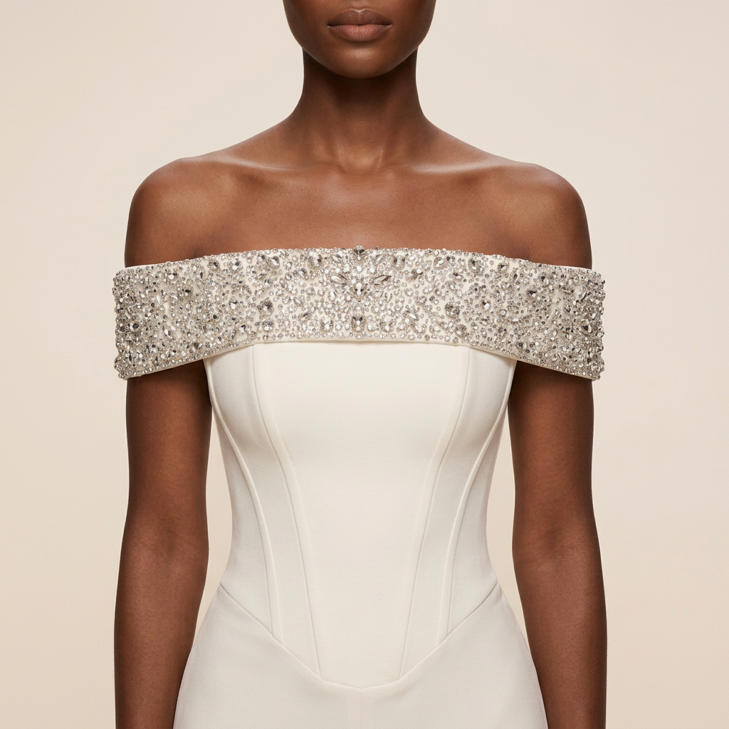 Crystal shoulder-band close-up