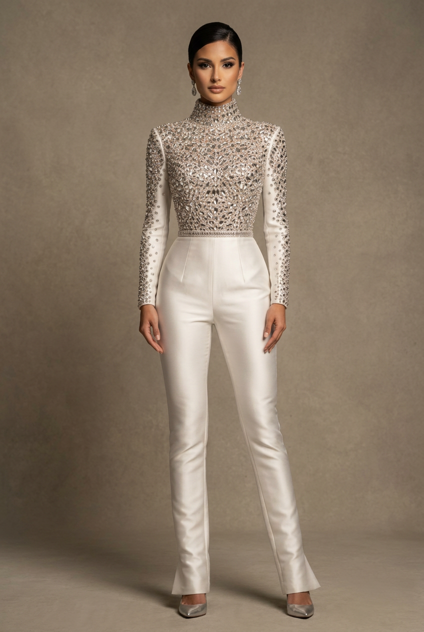 Crystal Turtleneck Jumpsuit - Front