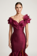 Front close-up of the floral-inspired couture gown