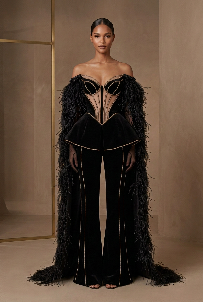 Front view without necklace or shoulder chains