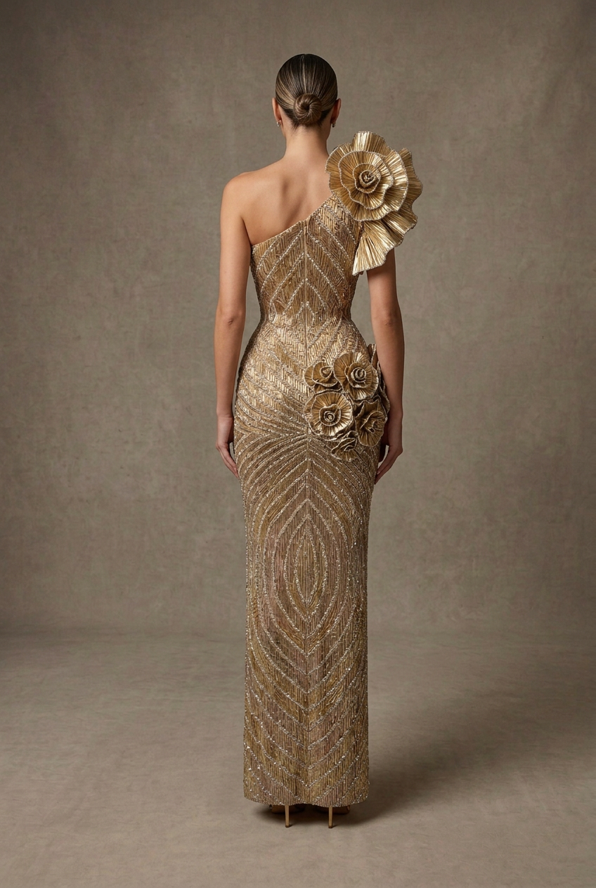 Gold Couture Gown - Back View