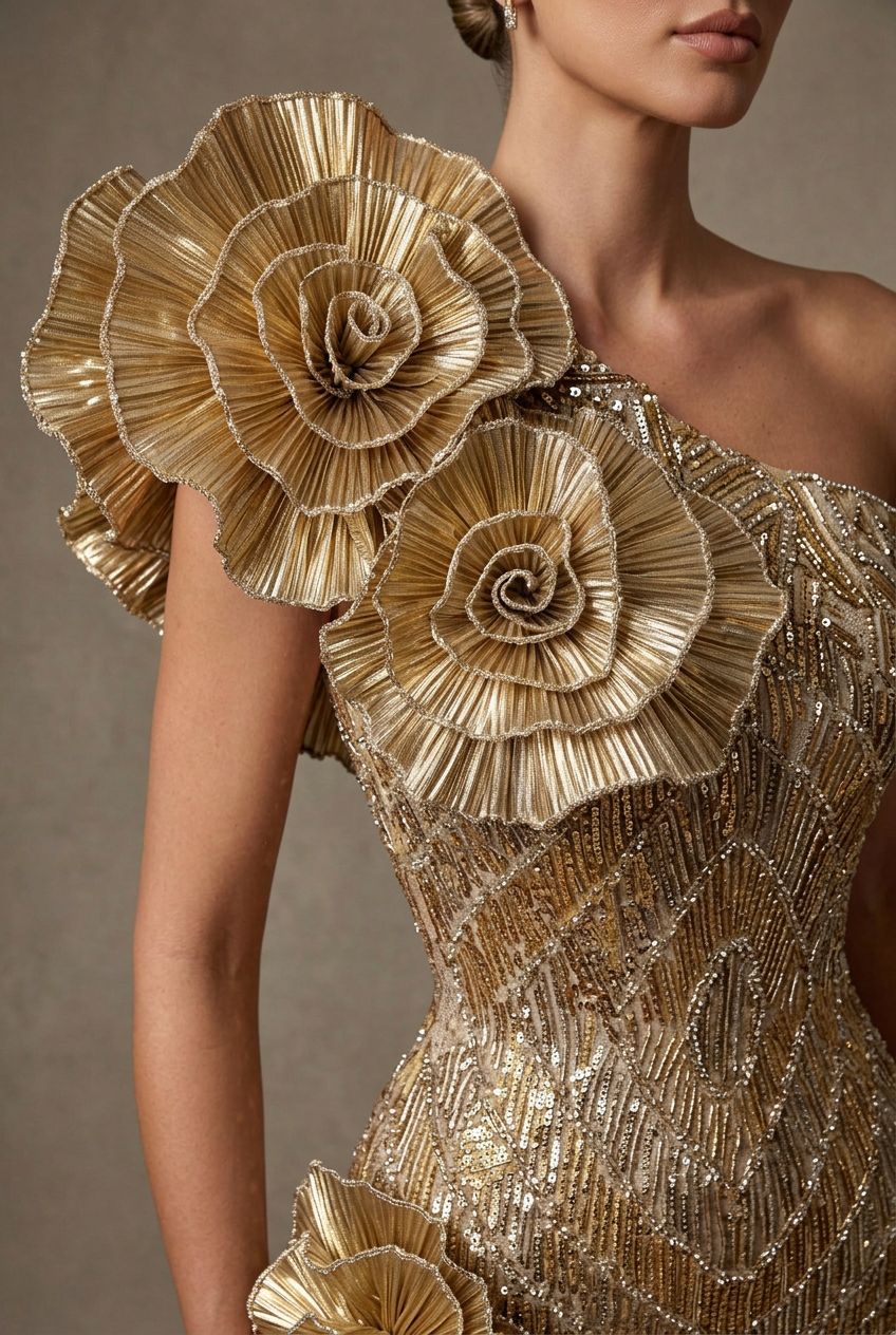 Gold Couture Gown - Close Up Detail