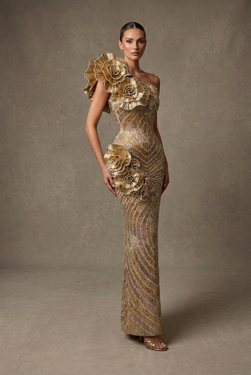 Gold Couture Gown - No Train