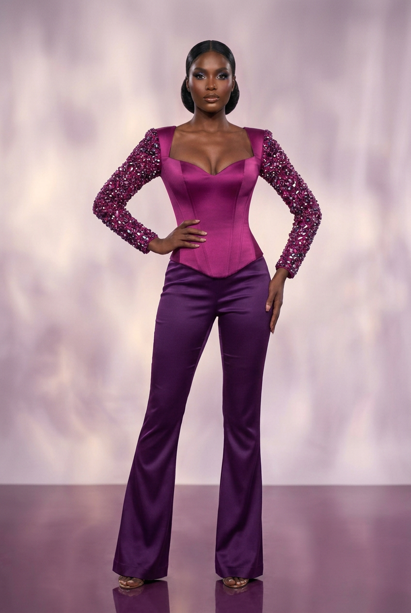Magenta & Purple Crystal Suit — Front