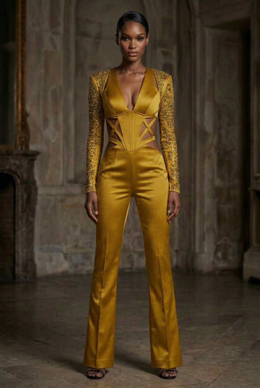 Mustard Yellow - Slim Flare Front