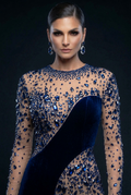 Navy Crystal Jumpsuit - Close Up