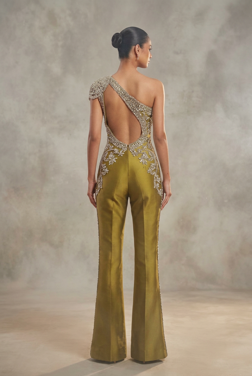 Olive Crystal Jumpsuit - Light Moody Back