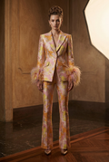 Pastel Brocade Suit - Moody Tan Front