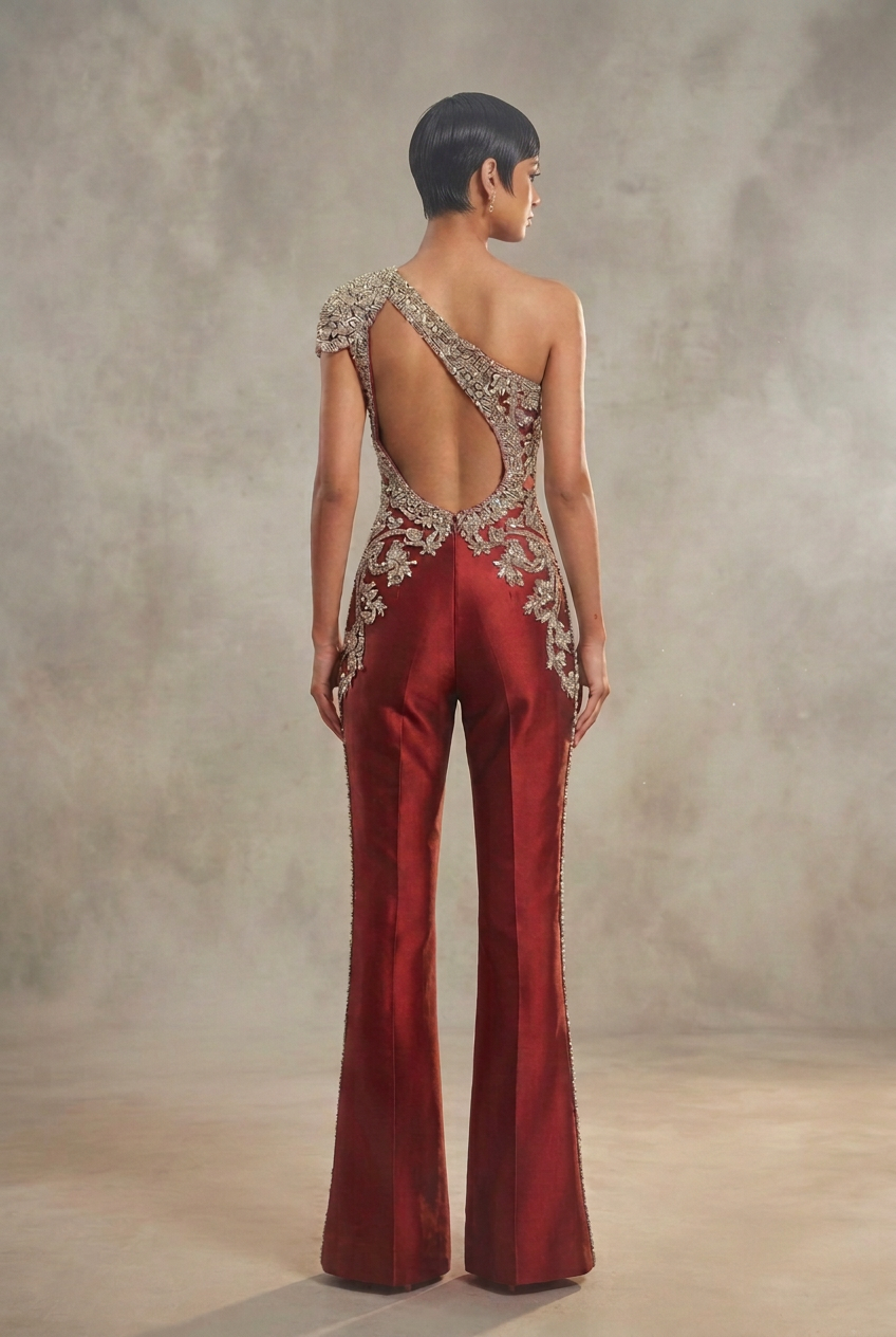 Red Crystal Jumpsuit - Caramel Pixie Back