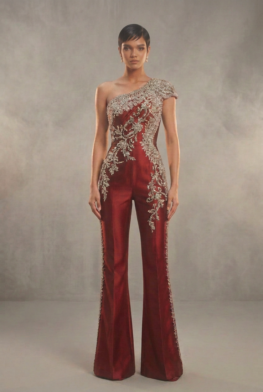 Red Crystal Jumpsuit - Caramel Pixie Front
