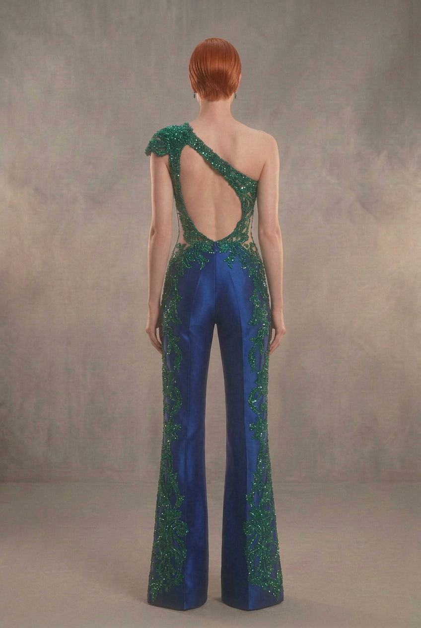 Royal Blue Emerald Jumpsuit - Matching Back View