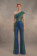 Royal Blue Emerald Jumpsuit - Redhead Front