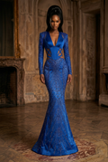 Royal Blue Gown - High Ponytail Front