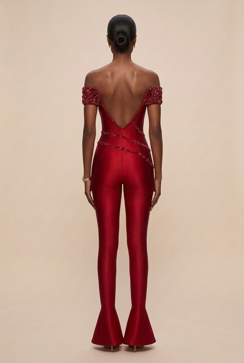Ruby Red Jumpsuit - Back View