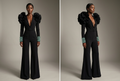 Two views with four-row emerald-and-crystal cuffs and a new model against a softly lit moody background